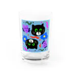 sara nerdの黒猫　2匹 Water Glass :front