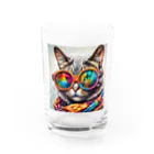 だんのんのカラフルメガネをかけた猫 Water Glass :front