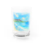 ALOHA from HAWAII 〜ハワイから愛を込めて〜の水彩画ワイキキビーチ Water Glass :front