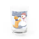 unpu-の雪だるまと犬 Water Glass :front