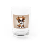 Khisakiの犬　カワイイ　眼鏡をかけている Water Glass :front