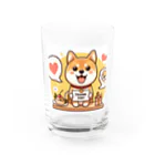 メアリーの可愛らしい表情の柴犬が感謝の気持ちを込めて Water Glass :front