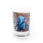 にっくすSTOREの人ごみで押されたり、ぶつけられる青いゾウ Water Glass :front