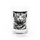 幸運のアートの白黒　ホワイトタイガー Water Glass :front