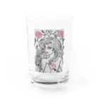 ピンクの象のハートタトゥー Water Glass :front