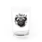 鼻ぺちゃ犬と和猫のボタニカル パグ Water Glass :front