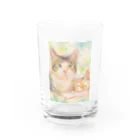 やさしい世界の綿毛と猫 Water Glass :front