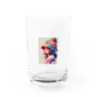 AQUAMETAVERSEのお花を飾った帽子をかぶった少女　BLUE PLUM  691 Water Glass :front