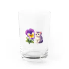 Y m @Y's shopの猫とパンジー Water Glass :front