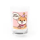 メアリーの柴犬がカラフルなスタンプ Water Glass :front