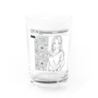 猫集めの爽やかな女性が描かれた線画 Water Glass :front