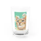 やさしい世界のさくらんぼの花とねこ Water Glass :front