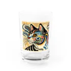 chaochao0701の浮世絵風　猫（顔）"Ukiyo-e Style Cat (Face)"  "浮世绘风格的猫（脸）" Water Glass :front