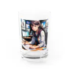 エーアイコの学者風の女性が研究しているシーン Water Glass :front