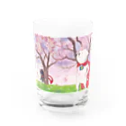 chirosukemaronの花見を楽しむ子犬マン（…と怪盗黒猫） Water Glass :front