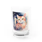 星降る夜にの微笑猫 Water Glass :front