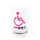 お絵かき屋さんの車椅子マーク（ピンク）/アイラブ車椅子（I LOVE 車椅子） Water Glass :front