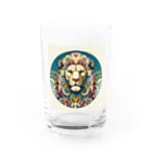 chaochao0701の浮世絵風　ライオン（顔）"Ukiyo-e style lion (face)."  "浮世繪風格的獅子（臉）。" Water Glass :front