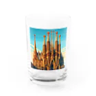 Pixel Art Goodsのサクラダファミリア（pixel art） Water Glass :front