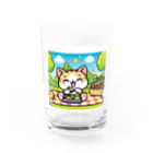 子猫カーニバルの遠足の楽しいお弁当タイム Water Glass :front