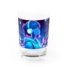 DesignColorsのネオンカラーな夜の少女 Water Glass :front