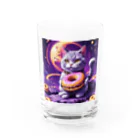 メロンパン猫の土星でドーナツ食べたい Water Glass :front