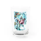 むぎちゃさぼてんの青に浮く Water Glass :front