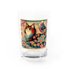 chaochao0701の浮世絵風　カラフル猫「Ukiyo-e-style Colorful Cat」「浮世绘风格的多彩猫」 Water Glass :front