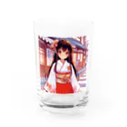 Cartoonのかわいい巫女さん Water Glass :front