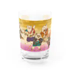 山歌和樂陽 浮世絵　Yamakawa Rakuyou UKIYOEの猫浮世絵シリーズ　猫一座 Water Glass :front