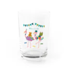 midoriの双子フラミンゴのパーティー Water Glass :front