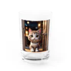 asnaynのドアを開ける猫ちゃん Water Glass :front