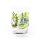 猫との風景の茶トラと森グラス Water Glass :front