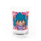 にじわたりねこのかわいい心　女の子イラスト Water Glass :front