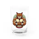 MUSCLE CAT 🐈🐈‍⬛のマッスルキャット　キジ虎 Water Glass :front