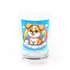 Minoyaの雲に乗った犬 Water Glass :front