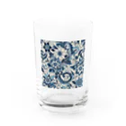 使いやすいデザインがいいね！のお花のバティック柄 ブルー Water Glass :front