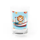 ganeshaのおもちゃのヨットに乗ってかわいいライオンに出会おう Water Glass :front