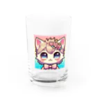 キュート＆クールのアニメ調・花ねこ Water Glass :front