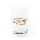 ゆるい生き物イラストグッズのお散歩するカモ親子 Water Glass :front