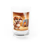 サウナーグッズショップの可愛い子犬がサウナでととのう Water Glass :front