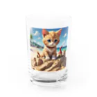 サイバーセキュリティマネジメントオフィスの砂の城で遊ぶ猫 Water Glass :front