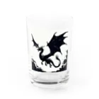 野良猫のアトリエのドラゴン（シルエット） Water Glass :front