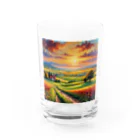 hitayakiの夕日に染まる田園風景 Water Glass :front