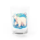 れいのホッキョクグマの冒険：地球を背景に未来へ進む姿 Water Glass :front