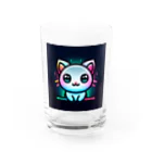 キャピキャピのネオン系の可愛い猫 Water Glass :front