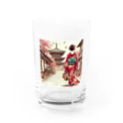 yuchijapanの京都を歩く着物美人イラスト Water Glass :front