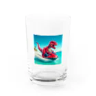 DINO-studioのジェットスキーを楽しむ赤ティラノ Water Glass :front