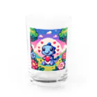 ドット職人のピクセルアート 恐竜の子ども Water Glass :front