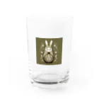 可愛い動物マトリョーシカのうさぎのマトリョーシカ（カーキ） Water Glass :front